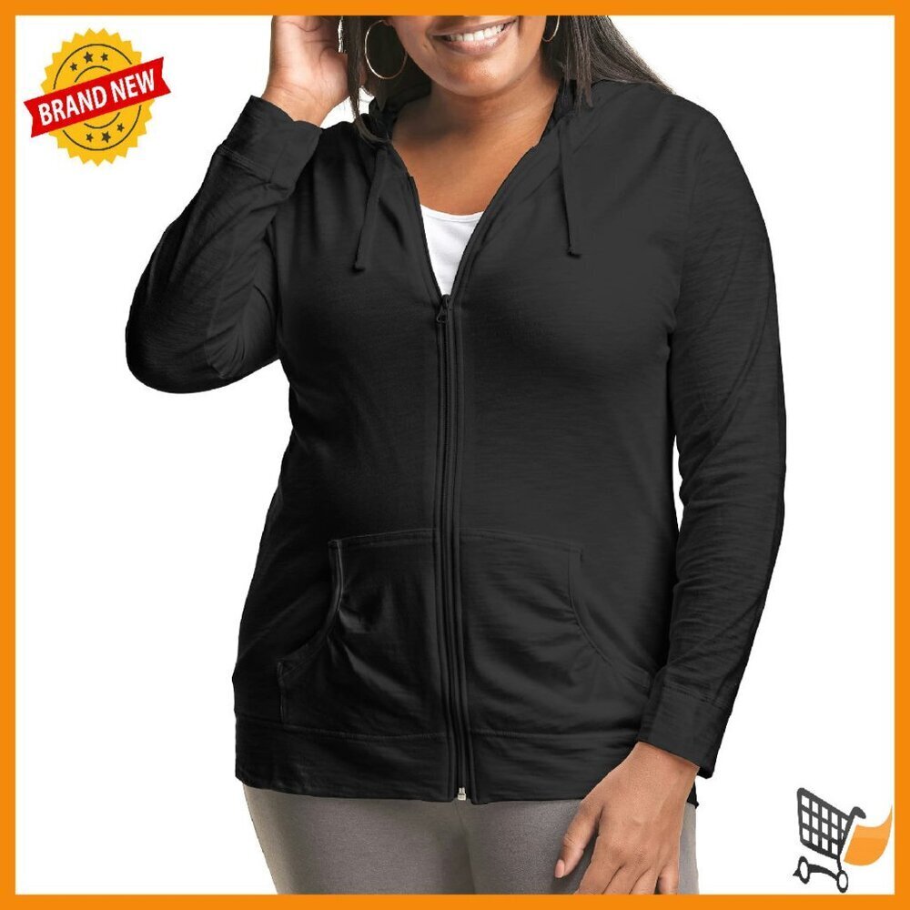 Plus Size Full Zip Cotton Hoodie Slub Fabric Lounge Wear